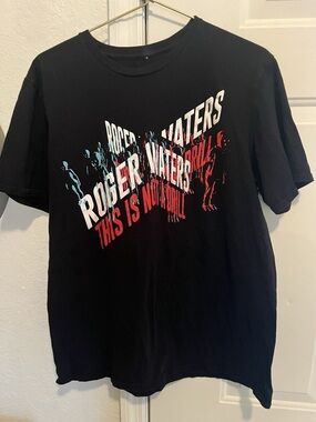 Kruger Black Graphic Tee with Red & Teal Print